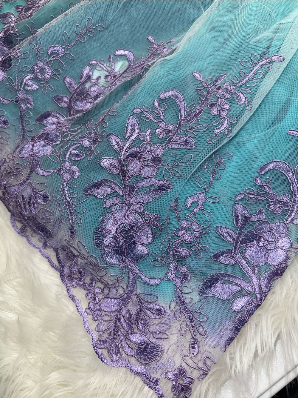 Girls Teal & Purple Sequin Mermaid Dress - Picture 4 of 7